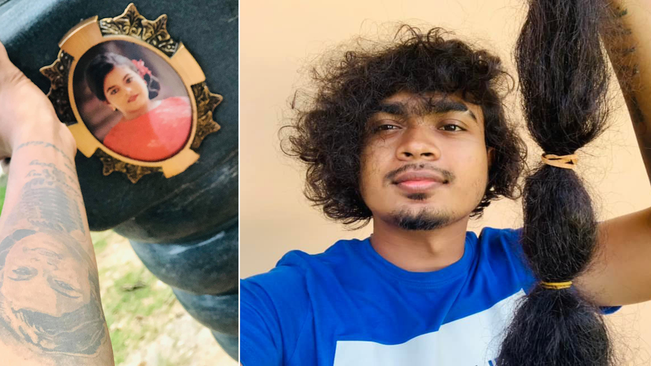 තම නැගණිය වෙනුවෙන් තම කොණ්ඩය පිළිකා රෝහලට දන් දුන් කිංස්ලි පීරිස් මහතාගේ පුතණුවන්. තම නැගණිය වෙනුවෙන් තම කොණ්ඩය පිළිකා රෝහලට දන් දුන් කිංස්ලි පීරිස් මහතාගේ පුතණුවන්.