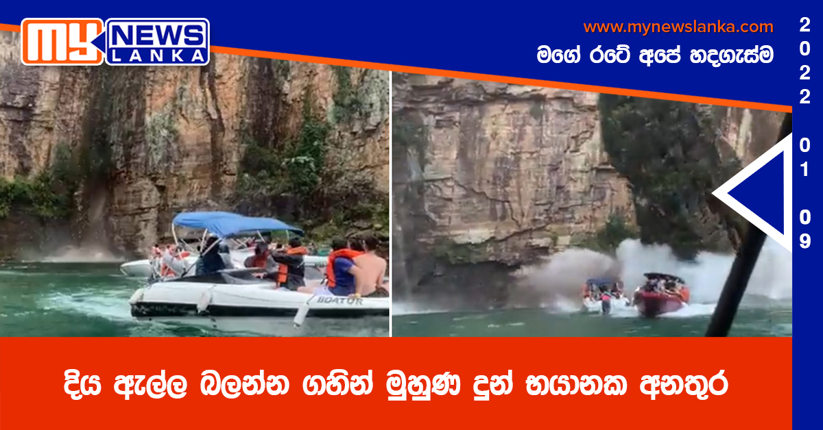 දිය ඇල්ල බලන්න ගහින් මුහුණ දුන් භයානක අනතුර (වීඩියෝ)