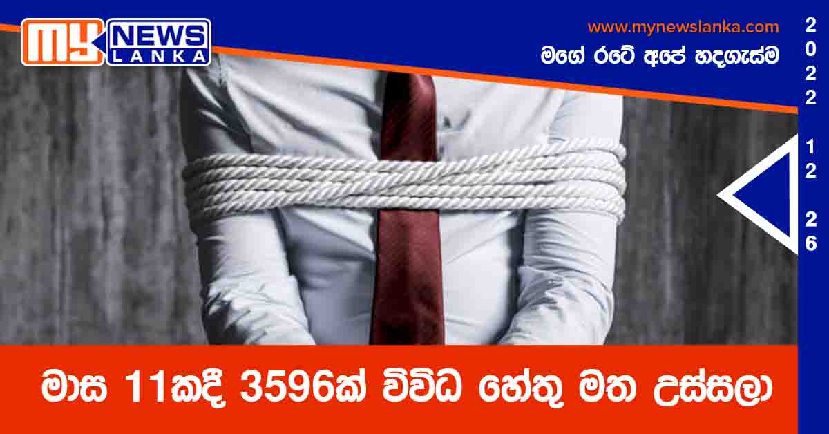 මාස 11කදී 3596ක් විවිධ හේතු මත උස්සලා මාස 11කදී 3596ක් විවිධ හේතු මත උස්සලා