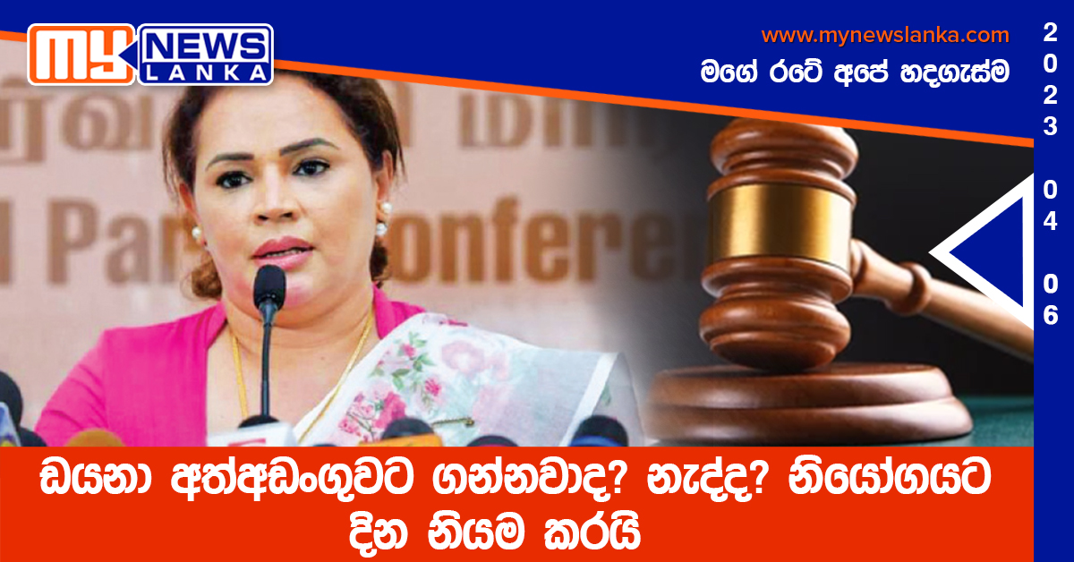 ඩයනා අත්අඩංගුවට ගන්නවාද? නැද්ද? නියෝගයට දින නියම කරයි ඩයනා අත්අඩංගුවට ගන්නවාද? නැද්ද? නියෝගයට දින නියම කරයි