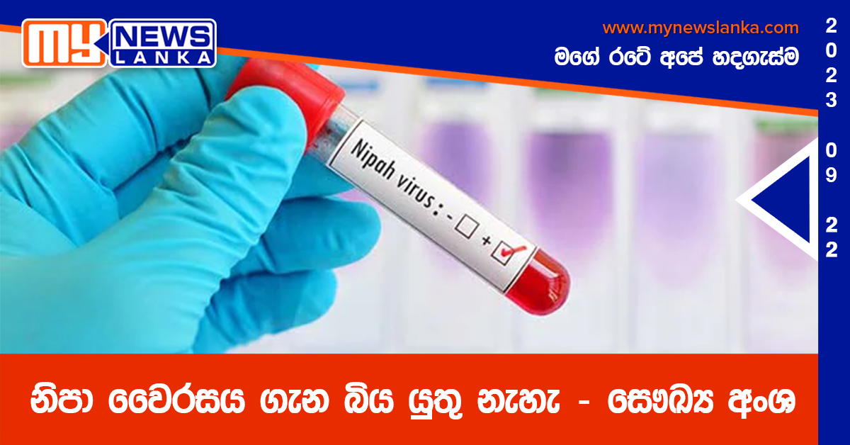 නිපා වෛරසය ගැන බිය යුතු නැහැ – සෞඛ්ය අංශ නිපා වෛරසය ගැන බිය යුතු නැහැ – සෞඛ්ය අංශ