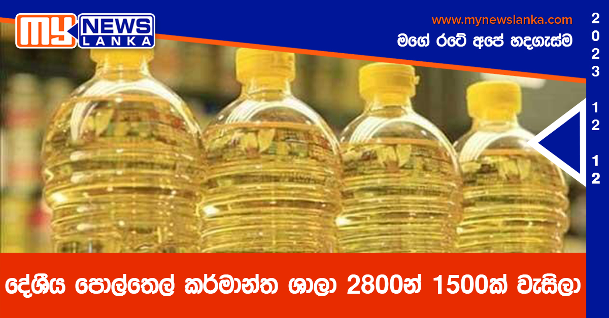 දේශීය පොල්තෙල් කර්මාන්ත ශාලා 2800න් 1500ක් වැසිලා දේශීය පොල්තෙල් කර්මාන්ත ශාලා 2800න් 1500ක් වැසිලා