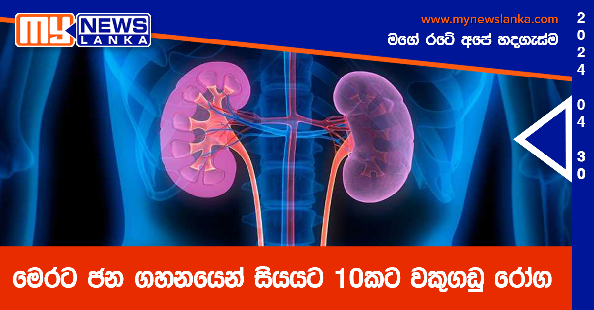 මෙරට ජන ගහනයෙන් සියයට 10කට වකුගඩු රෝග