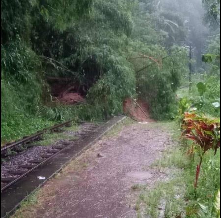 අයහපත් කාලගුණය නිසා සියලුම දුම්රිය ධාවනයට බාධා